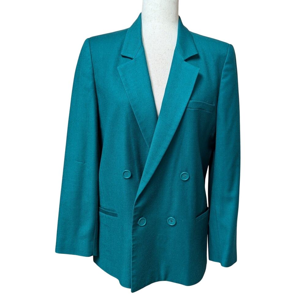 Vintage Peabody House Kelly Green Wool Blazer Suit Jacket Women's Size 9/10